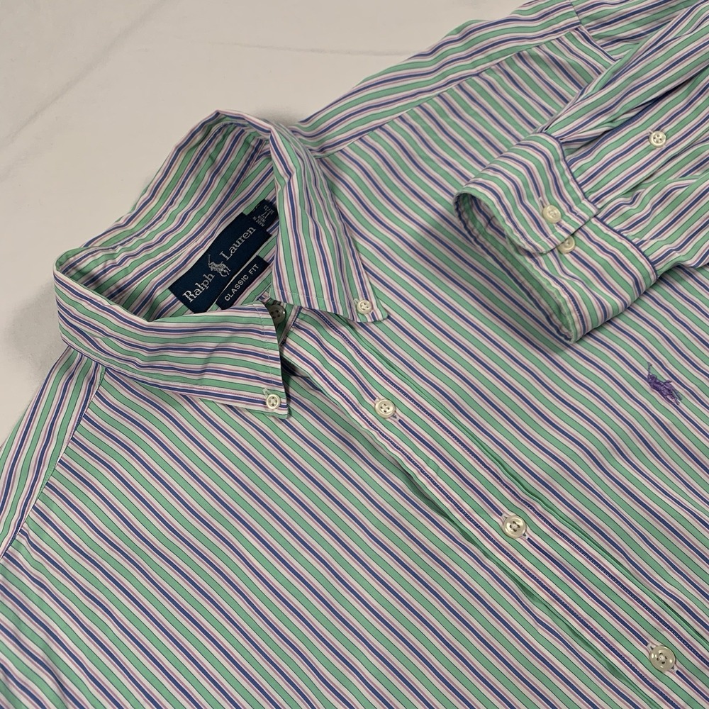Ralph Lauren Men's Classic Fit Multi Striped Button Down Shirt Size 17 32/33